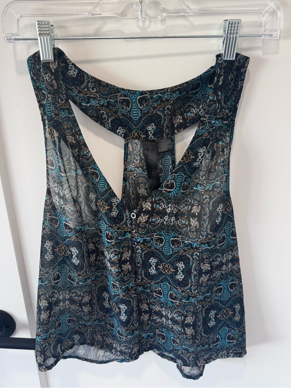 Petticoat Alley Black and Teal Paisley Racerback Camisole